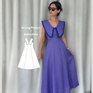 Midi Dress Sewing Pattern | Peter Pan Collar Dress | Mod Dress Pattern | Vintage Style Dress | Womens Dress Pattern | INSTANT DOWNLOAD