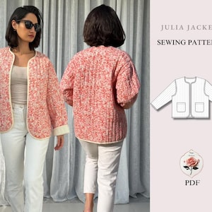 Julia Jacket | Quilted Jacket Beginner Sewing Pattern | Sizes XXS-5XL | Jacket Cardigan Pattern | INSTANT DOWNLOAD