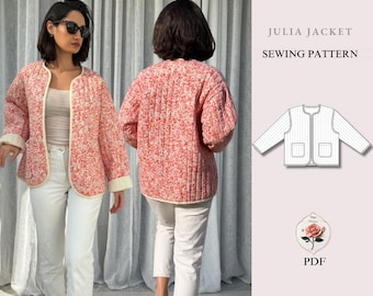 Julia Jacket | Quilted Jacket Beginner Sewing Pattern | Sizes XXS-5XL | Jacket Cardigan Pattern | INSTANT DOWNLOAD