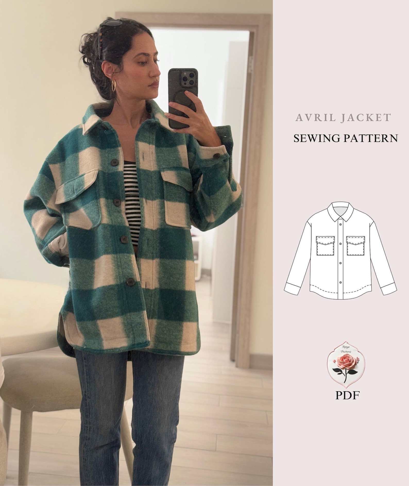Shirt Jacket Sewing Pattern | Oversized Shacket Jacket Pattern | Fully ...