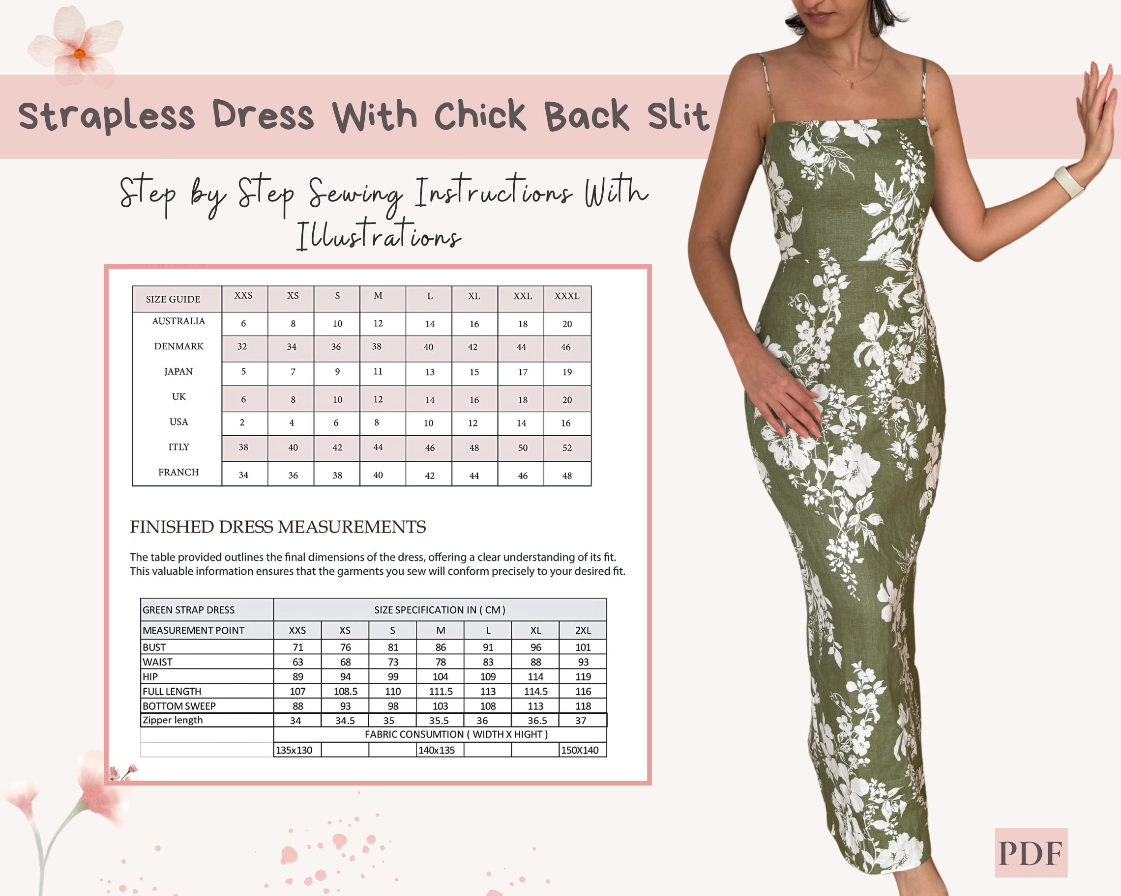 chinese dress ladies Spaghetti Strap Maxi A Line Dress PDF Sewing Pattern  Rosys Patterns