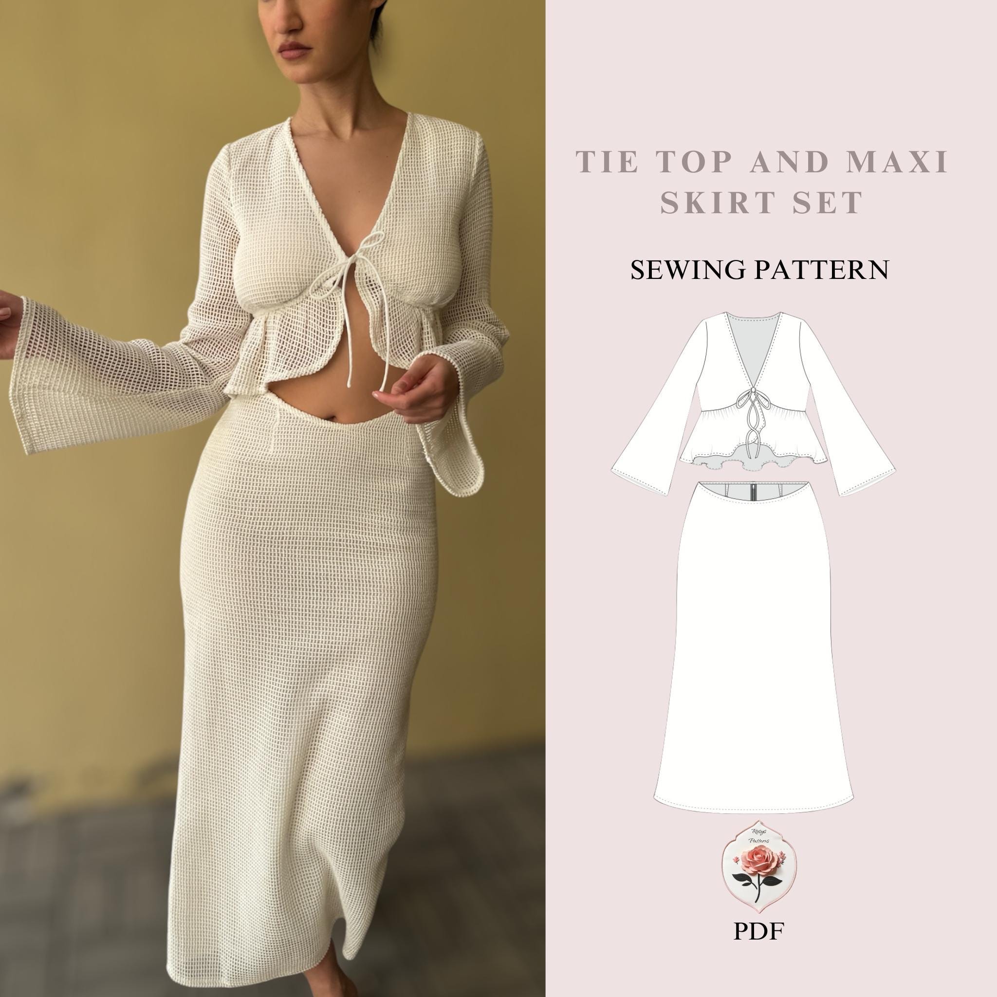 Tie Front Shirt + Maxi Skirt | Easy Sewing Pattern | Crop Top Bell 