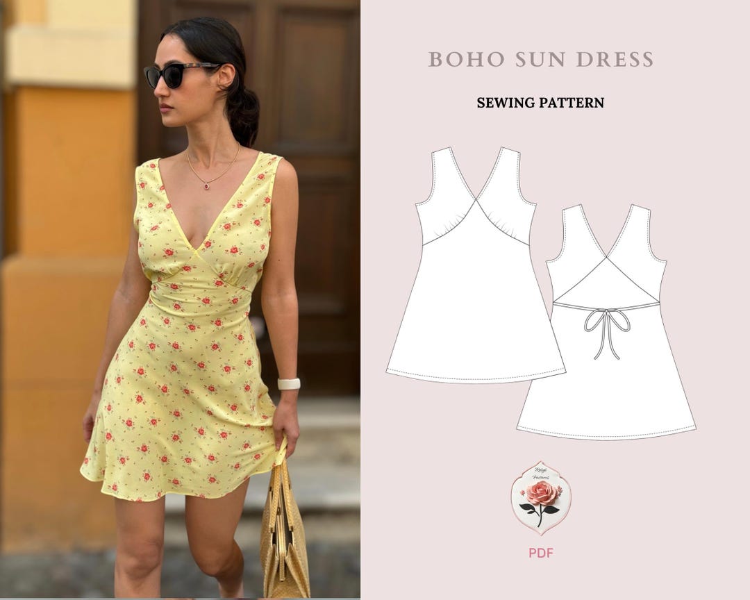 Mini Dress Sewing Pattern | Boho Dress Sewing Pattern | PDF Sewing ...