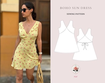 Mia Dress | Boho Sun Mini Dress Sewing Pattern | PDF Sewing Pattern | Easy Sewing Pattern | Floral Silk Dress | INSTANT DOWNLOAD