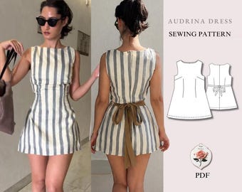 Audrina Dress | Boat Neck Sleeveless A-Line Dress | Sizes XXS–2XL | Beginner Friendly Invisible Zipper Pattern | INSTANT DOWNLOAD