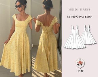 Heidi-jurk | Naaipatroon voor een cottagecore-jurk met vetersluiting aan de achterkant | Paneellijfje, A-lijn rok | Maten XXS-2XL | Direct te downloaden als PDF