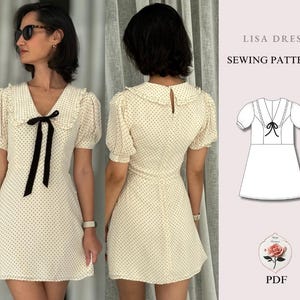 Vestido Lisa | Minivestido con cuello Peter Pan | Vestido de verano | Patrón de costura en PDF | Patrón de vestido moderno | Vestido babydoll | DESCARGA INSTANTÁNEA