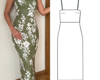 Pattern PDF A-Line Maxi - Midi Dress, Vintage Dress digital sewing patterns Size XXS - XXL