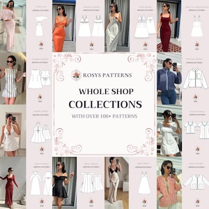Cały sklep 113 wzorów Rosys, wzory do szycia, wzory dla początkujących, XXS-XXL, zestaw, instrukcje szycia, format US Letter-A4-A0