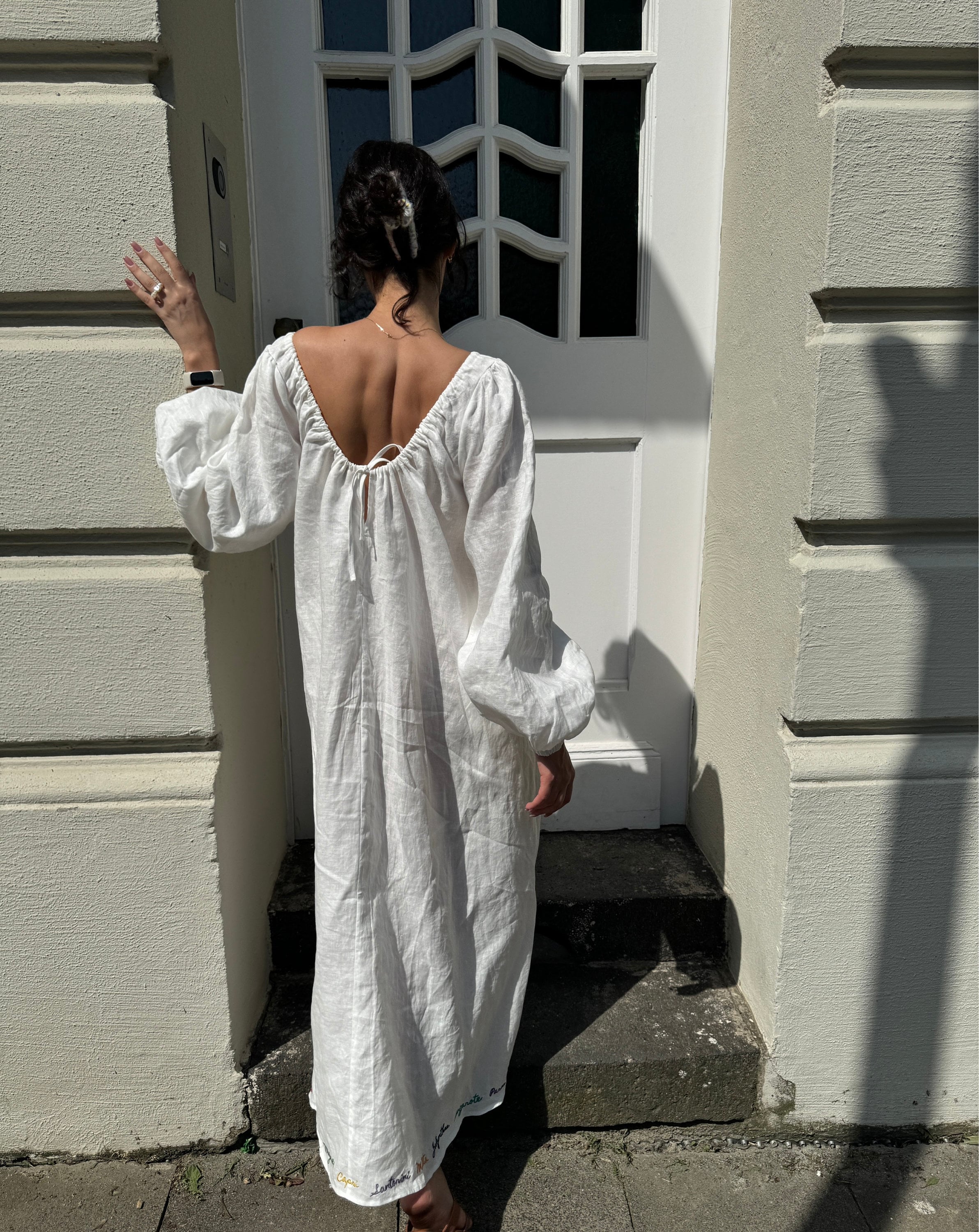 long sleeve cotton smock dress b+ab lace-detail Cotton Smock Dress | Black