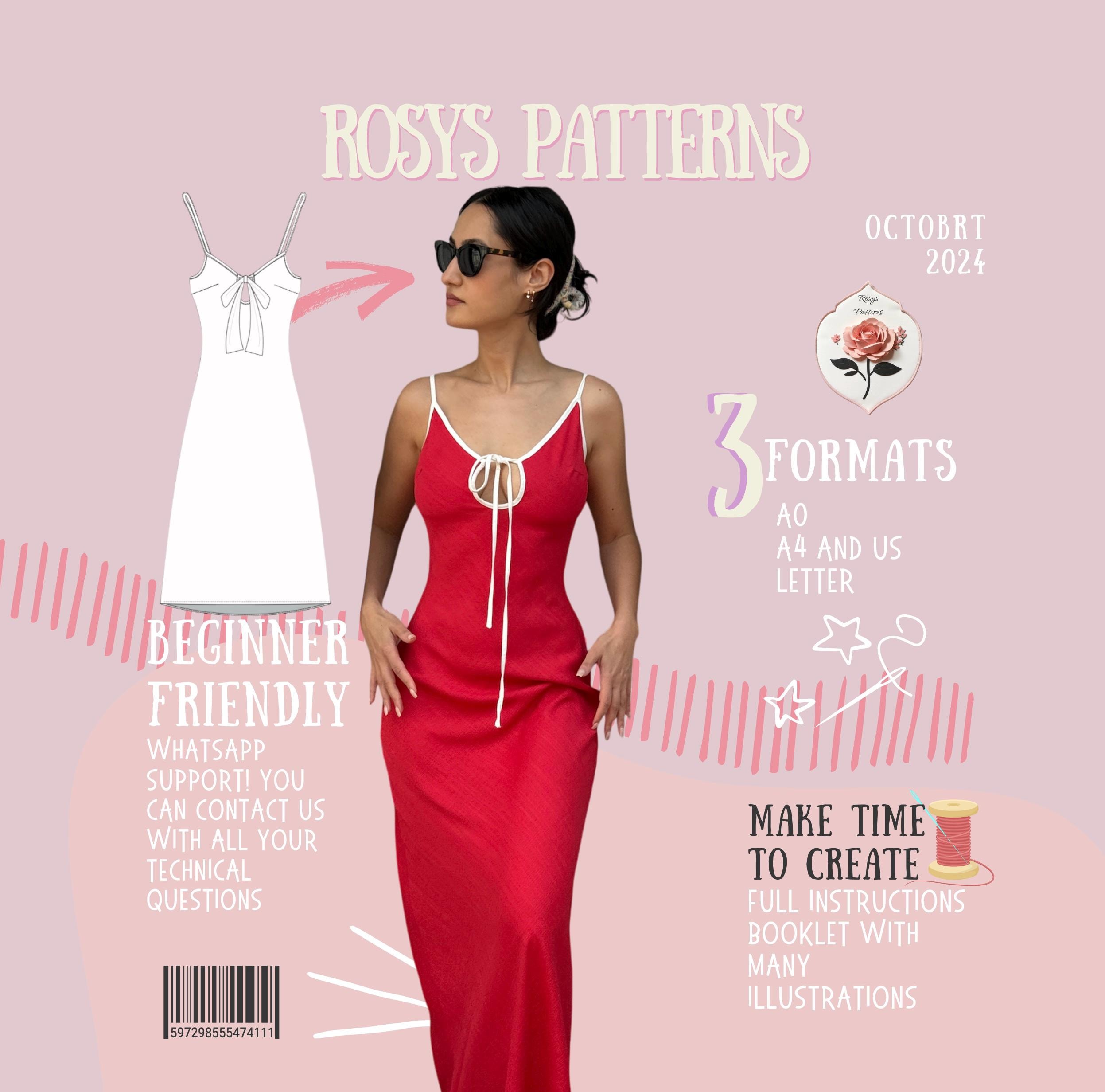 Tie Front Maxi Dress Pattern | PDF Sewing Pattern | Cute Summer Dress | Slip Dress Pattern | Sun Dress Pattern | INSTANT DOWNLOAD