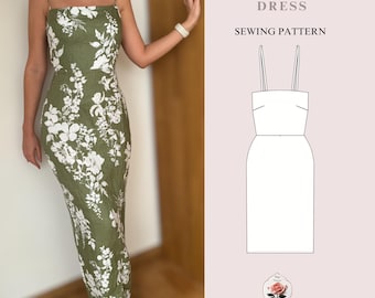 Spaghetti Strap Maxi Dress Pattern | A Line Dress Tutorial | Sleeveless Dress Pattern | DIY Sewing | Summer Dress Pattern | INSTANT DOWNLOAD