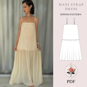 Spaghetti Strap Maxi Dress Pattern | A Line Dress Tutorial | Sleeveless Dress Pattern | DIY Sewing | Summer Dress Pattern | INSTANT DOWNLOAD