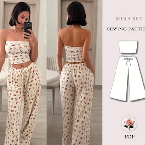 Mira Set | Womens Pajama Pattern | PDF Sewing Pattern | Easy Sewing Pattern | Womens Pants Pattern | Y2K Sewing Pattern | INSTANT DOWNLOAD