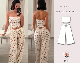 Mira Set | Womens Pajama Pattern | PDF Sewing Pattern | Easy Sewing Pattern | Womens Pants Pattern | Y2K Sewing Pattern | INSTANT DOWNLOAD