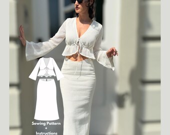 Womens PDF Sewing Pattern Skirt Pattern 30s Fashion Pattern Womens Crop Top Pattern Ruffle Top Pattern INSTANT DOWNLOAD Etsy