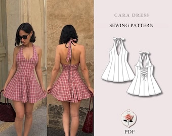 Cara-jurk | Halterminijurkpatroon | Korsetjurk met open rug en strik | Geschikt voor beginners | Maten XXS–2XL | Direct te downloaden als PDF