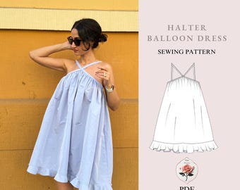 Mariela Dress | Halter Mini Dress l Strappy Ruffle Dress | Beginner Sewing  | Puffy Balloon Dress Pattern | Summer Dress | INSTANT DOWNLOAD
