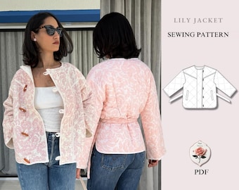 Lily Jacket | Naaipatroon voor een gewatteerde jas | Naaipatroon voor een klassieke cropped jas/vest | Maten XXS-2XL | Eenvoudige PDF-download (direct digitaal)