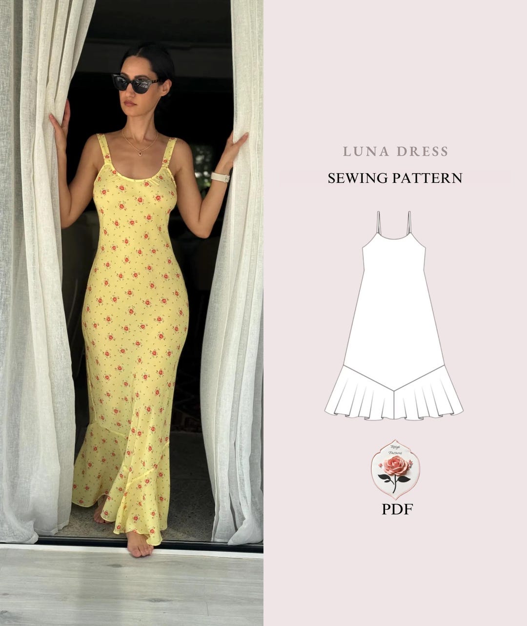 Strap Maxi Dress Pattern Slip Dress Pattern PDF Sewing Pattern strap-maxi-dress-pattern-slip-dress-pattern-pdf-sewing-pattern