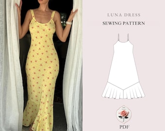 Strap Maxi Dress Pattern | Slip Dress Pattern | PDF Sewing Pattern | Sun Dress Pattern | Cute Summer Dress | INSTANT DOWNLOAD