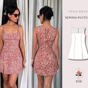 Lena Dress | 90s Mini Dress Pattern | Side Slit Tutorial | Retro Dress Pattern | Cute Summer Dress | PDF Sewing Pattern | INSTANT DOWNLOAD