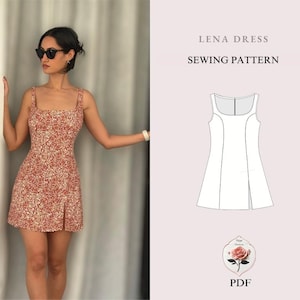 Lena Dress | 90s Mini Dress Pattern | Side Slit Tutorial | Retro Dress Pattern | Cute Summer Dress | PDF Sewing Pattern | INSTANT DOWNLOAD