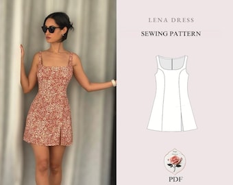 Lena Dress | 90s Mini Dress Pattern | Side Slit Tutorial | Retro Dress Pattern | Cute Summer Dress | PDF Sewing Pattern | INSTANT DOWNLOAD