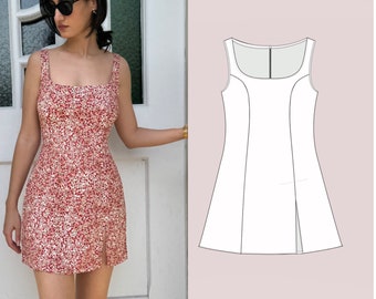 90s mini dress pattern The Malibu Dress PDF Sewing Pattern