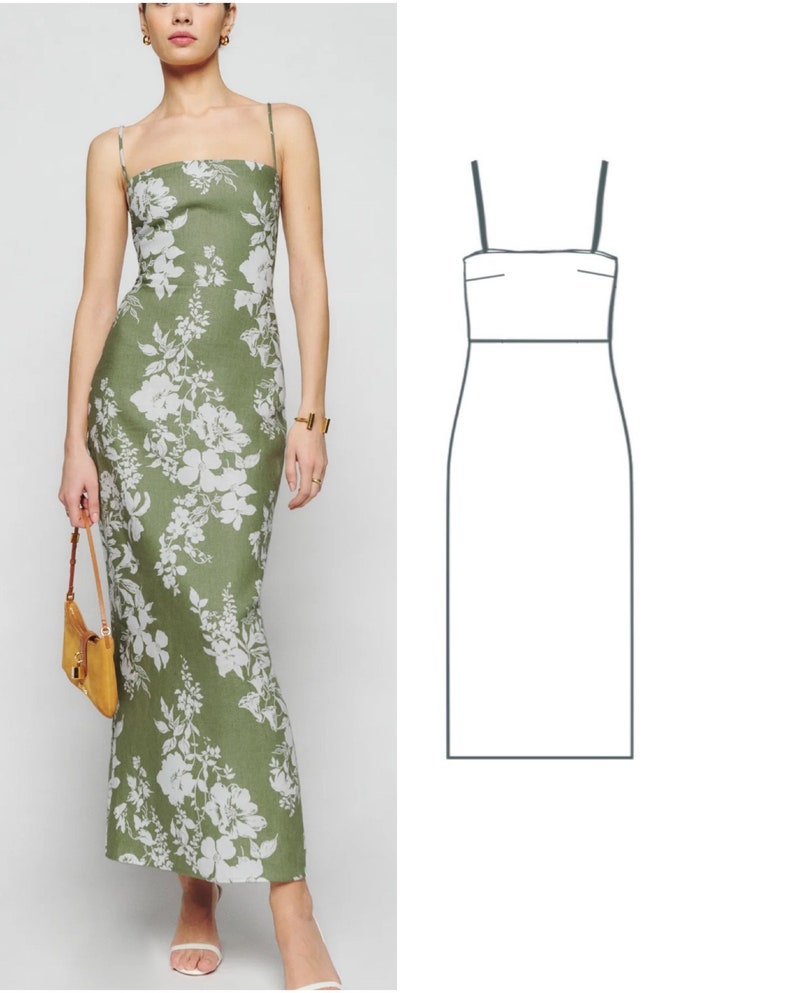 Pattern PDF A-Line Maxi Midi Dress, Vintage Dress digital sewing patterns Size XXS XXL image 4
