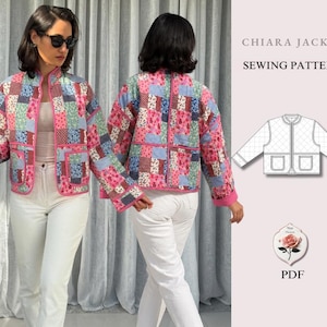 Chiara Jacket | Quilted Jacket Beginner Sewing Pattern | Sizes XXS-5XL | Jacket Cardigan Pattern | INSTANT DOWNLOAD