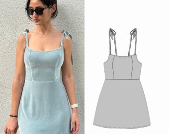 PDF Mini A-Line Dress Sewing Pattern Tie Strap | Sizes XXS - XXL