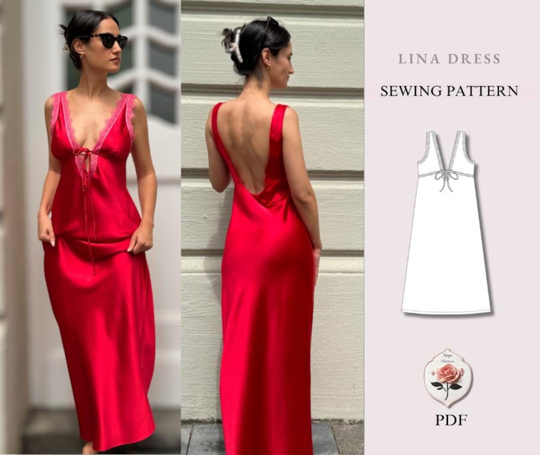Lina Dress | Vintage Lingerie Maxi Dress Pattern | Lace Sewing