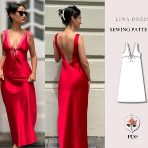 Lina Dress | Vintage Lingerie Maxi Dress Pattern | Lace Sewing Pattern | 30s Style Bridal Party PJs | 2XS- 5XL | Easy PDF INSTANT DOWNLOAD