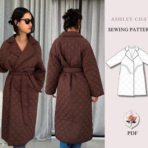 Ashley Jas | Naaipatroon voor een gewatteerde jas | Lange, oversized gewatteerde winterjas | Maten XXS-2XL | Eenvoudig te downloaden PDF-bestand