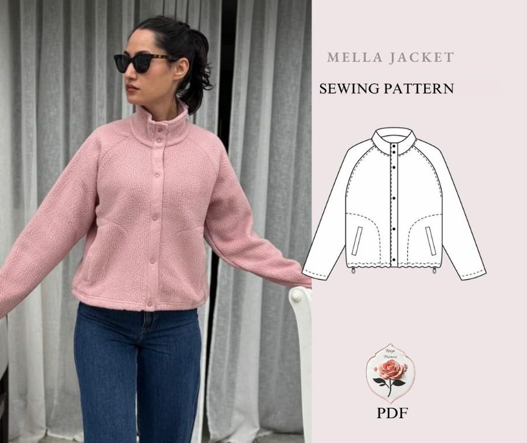 Mella Jacket | Fleece Jacket Sewing Pattern | Beginner Snap Button ...