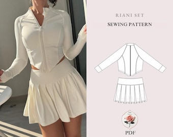 Sporty Zip-Up Jacket & Pleated Skort with Built-In Shorts | | Sizes XXS–2XL | Beginner-Friendly Activewear Pattern | INSTANT DOWNLOAD
