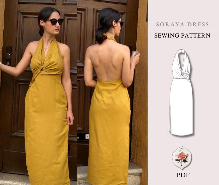 diy halter neck dress Soraya | Dress Pattern | Front Twist Midi Dress PDF | Beginner Pattern | Sewing Pattern | Backless Dress W25DEEPERMARKDOWN