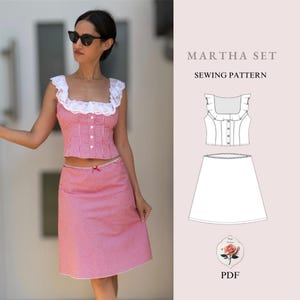 Womens PDF Sewing Pattern | Skirt Pattern | 30s Fashion Pattern | Womens Crop Top Pattern | Ruffle Top Pattern | INSTANT DOWNLOAD