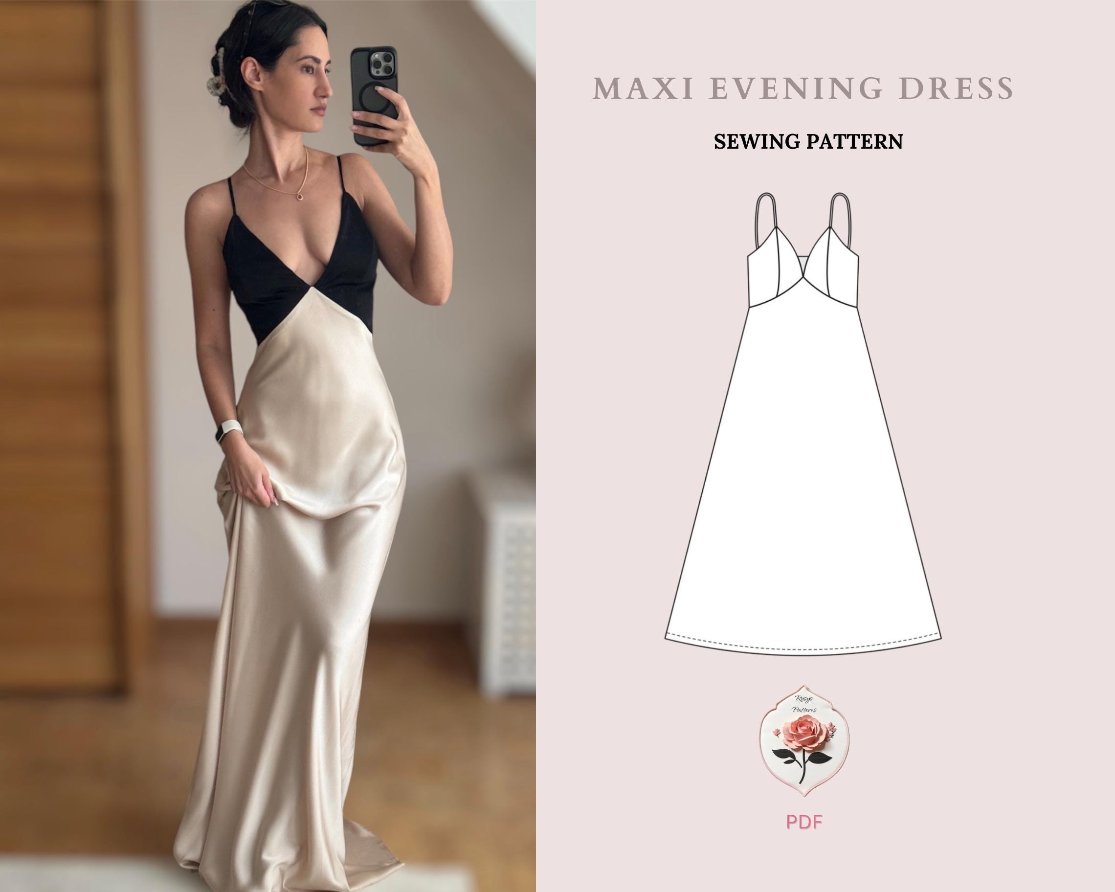 Aria Dress | Long Evening Bias Maxi Dress | Satin Dress PDF | Cocktail Dress  Pattern | Dress Sewing Tutorial | INSTANT Download | XXS-2XL - Etsy
