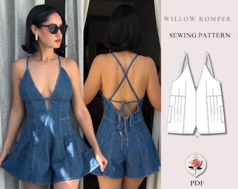 Willow Romper | Romperpatroon met diepe V-hals | Playsuit met aansluitend geplooid lijfje | Geschikt voor beginners | Maten XXS–2XL | Direct te downloaden als PDF