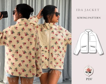 Ida-jas | Naaipatroon voor een fleece teddyjas | Maten XXS–2XL | Fleecejas met gemakkelijke ritssluiting | Bovenkleding met raglanmouwen | Direct te downloaden als PDF