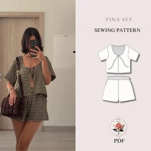 Tina Set | Crop Top Sewing Pattern Bundle | Digital PDF Sewing Pattern | Women's Shirt & Wide Leg Shorts | XXS-5XL | Instant Download