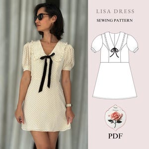 Peter Pan Collar Mini Dress | Summer Dress | PDF Sewing Pattern | Mod Dress Pattern | Babydoll Dress | INSTANT DOWNLOAD