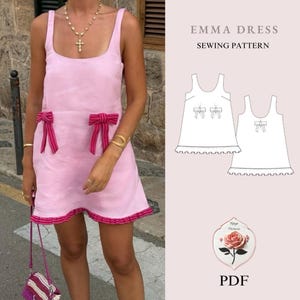 Emma Dress | Coquette Bow Dress Sewing Pattern | Babydoll Dress Pattern | Preppy Summer Dress | PDF Sewing Pattern | INSTANT DOWNLOAD