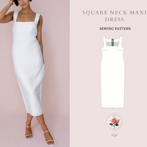 Alba Dress | Linen Summer Dress Pattern | A Line Maxi Dress | Square Neckline | Sleeveless Dress | PDF Sewing Pattern | INSTANT DOWNLOAD