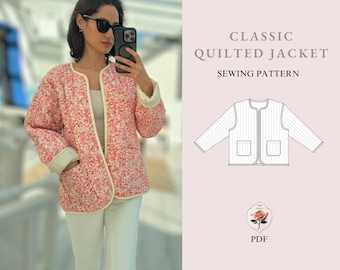 Quilted Jacket Beginner Sewing Pattern Sizes XXS-5XL Jacket