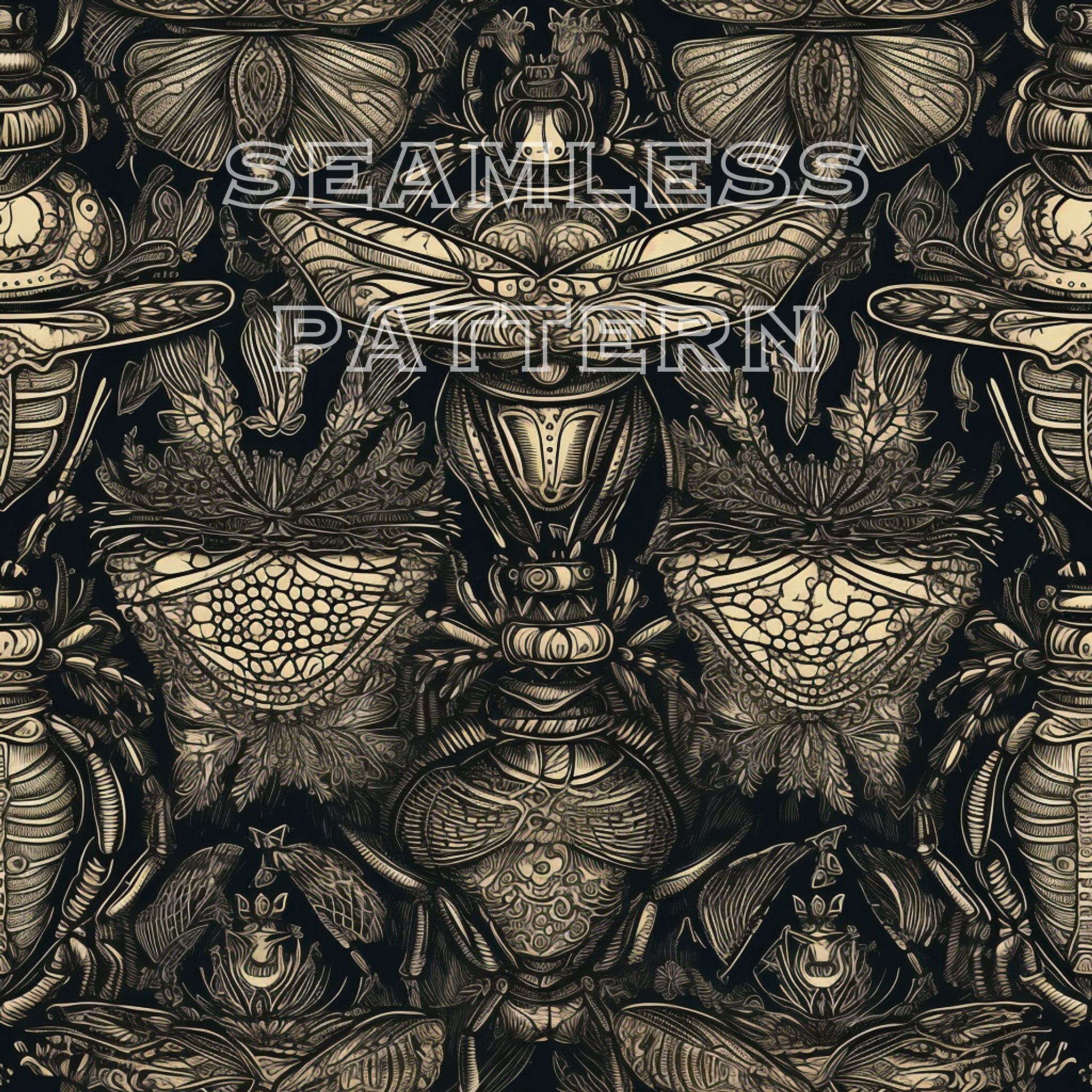 Gothic Insect Beetle Seamless Pattern - Digital Download - Gothic Insect Design ...