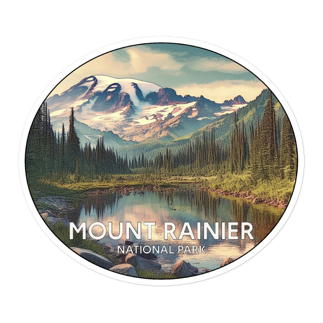 Mount Rainier National Park Sticker Postcard Design Hiking Etsy