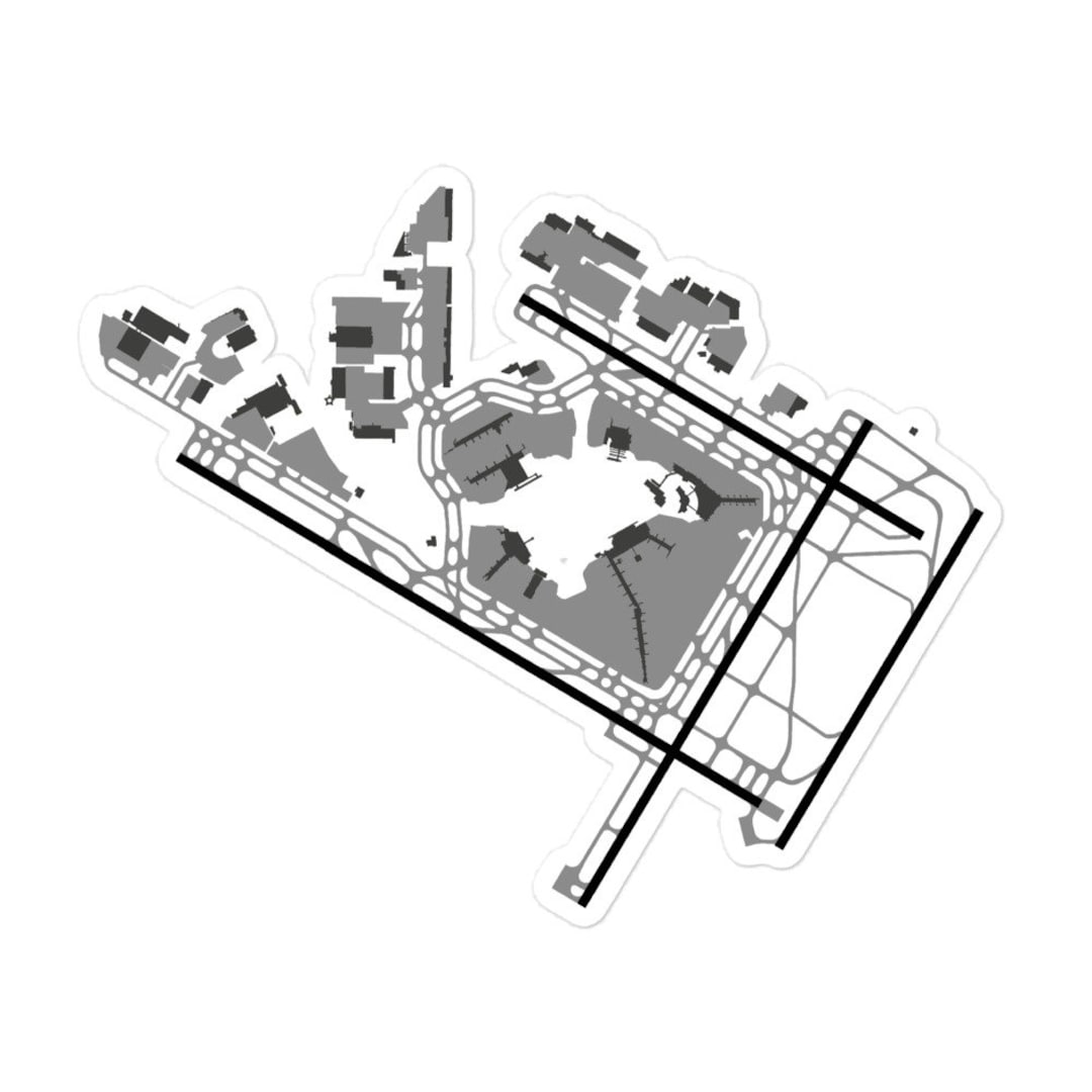 JFK John F. Kennedy International Airport Diagram Sticker. NYC Aviation
